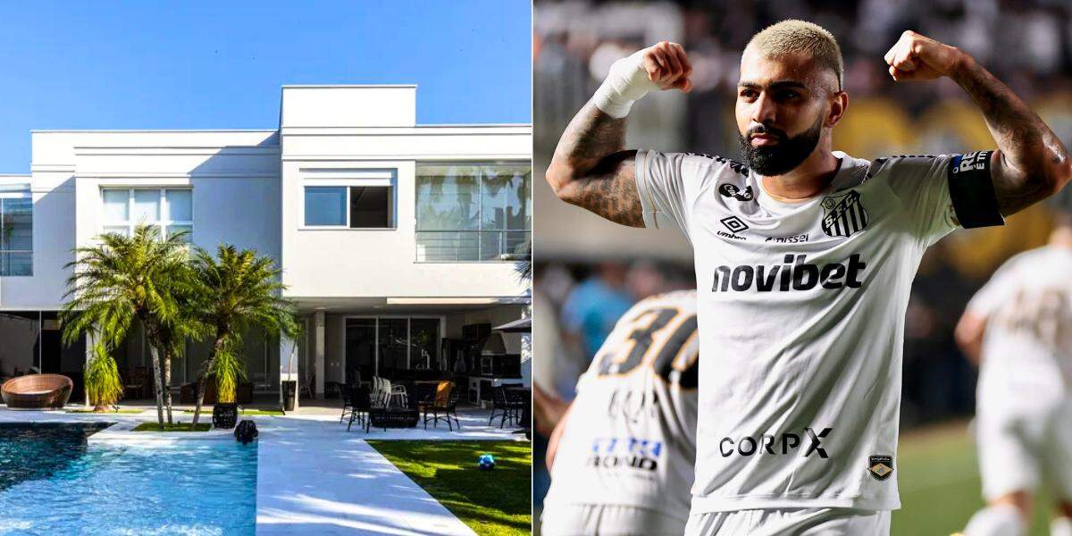 Com cerca de 720m², a mansão de Gabigol em Guarujá reúne ambientes personalizados, área de lazer e vários elementos que refletem a identidade do jogador do Santos