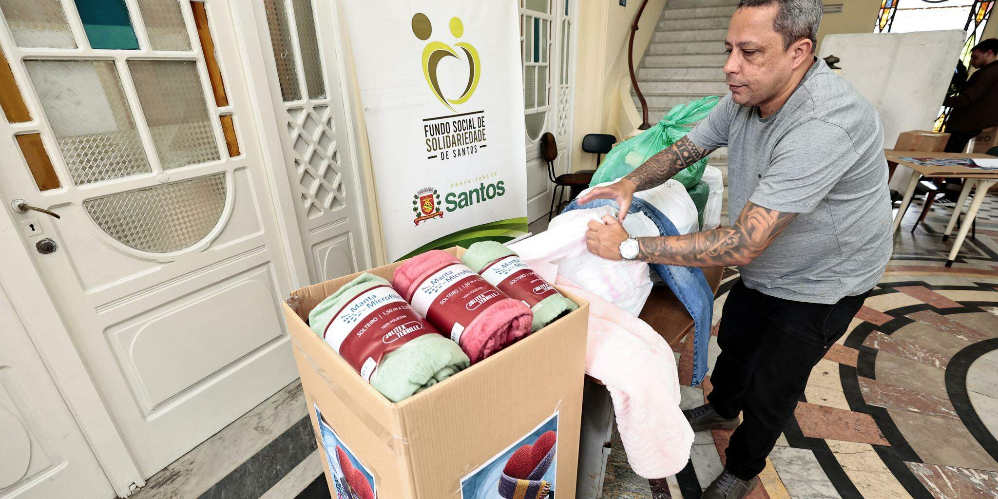 Em Santos, um dos pontos de arrecadação principais é no próprio Fundo Social de Solidariedade