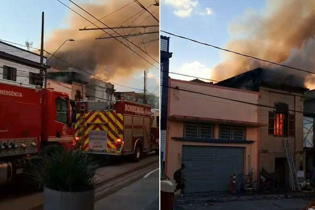 O fogo iniciou por volta das 16h em casa da Vila Mathias, em Santos