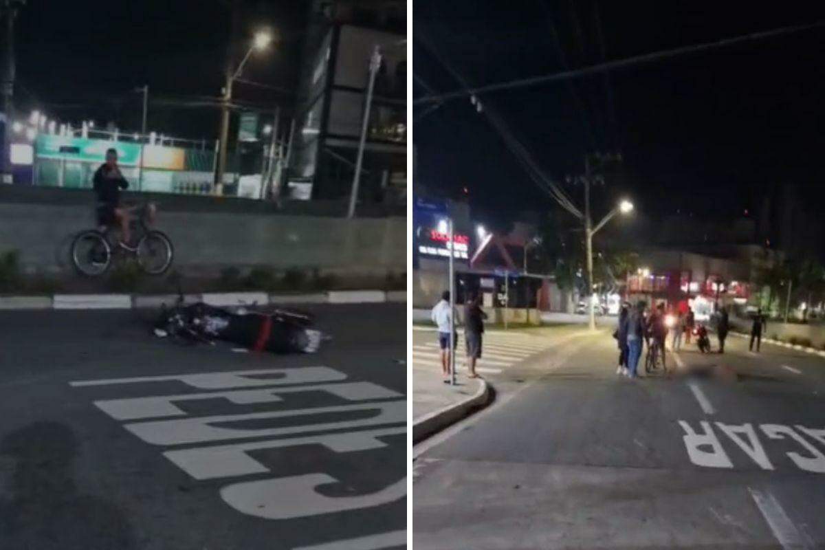Acidente aconteceu na Avenida Dom Pedro I, em Guarujá, na madrugada desta terça-feira (9)