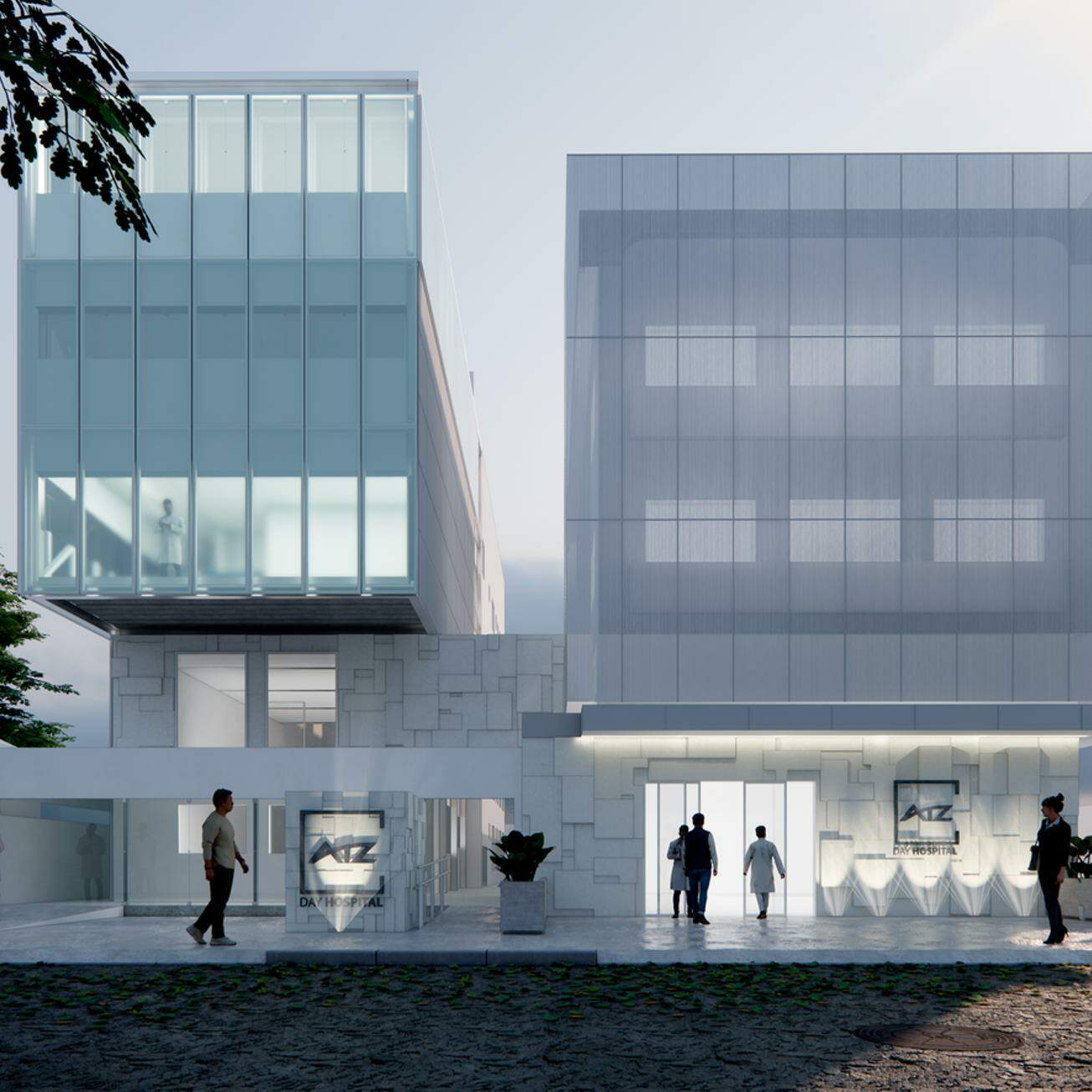 Projeto da ampliação do ATZ Day Hospital, em Santos, que prevê aumento da capacidade de atendimento e fortalecimento da estrutura voltada ao modelo de hospital-dia.