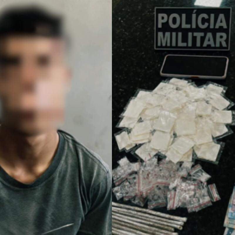 Homem foi preso e porções de drogas foram apreendidas