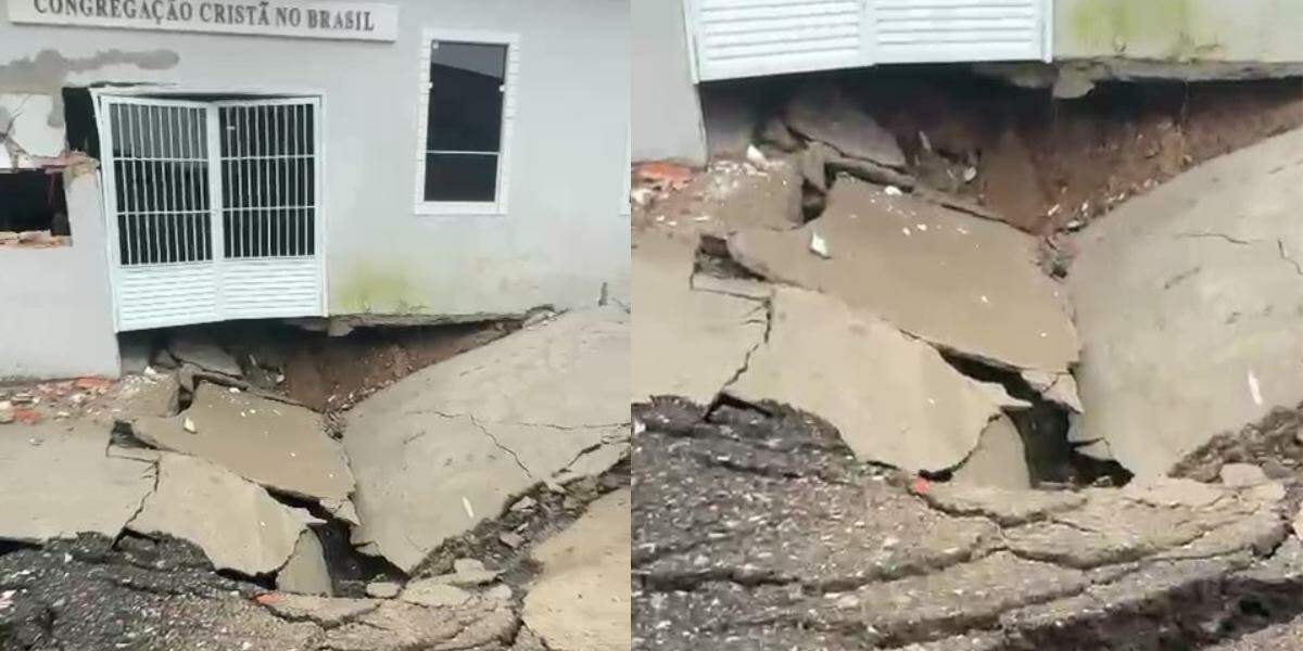 Cratera se abriu na Rua Mecanizada