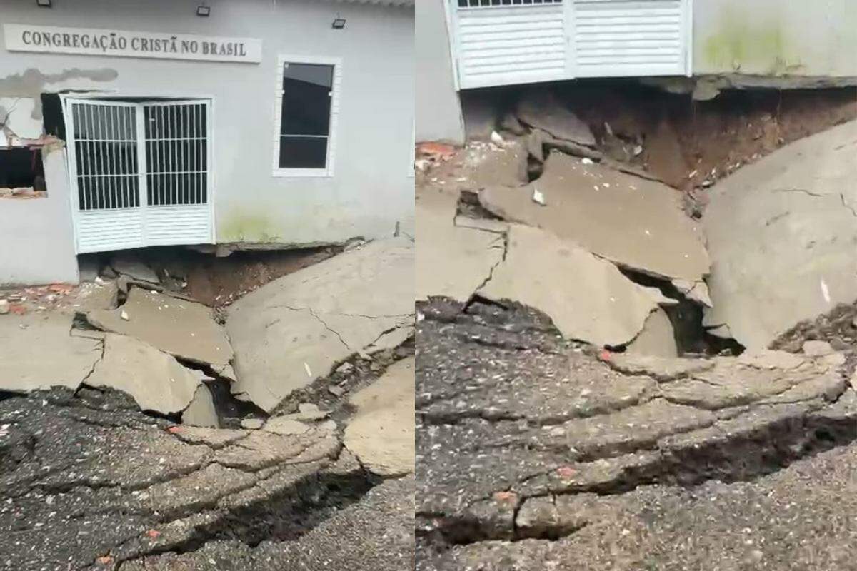 Cratera se abriu na Rua Mecanizada