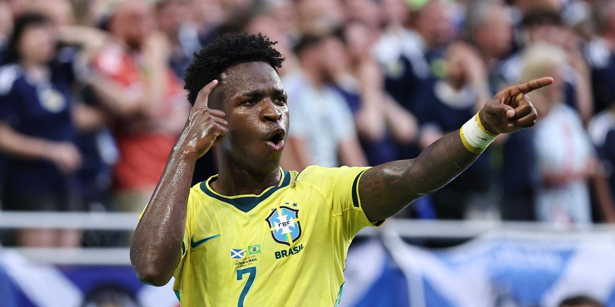 Com dois gols, Vini Jr. assumiu o protagonismo esperado e se tornou o ‘dono’ do time, liderando a vitória por 3 a 0 sobre a Escócia