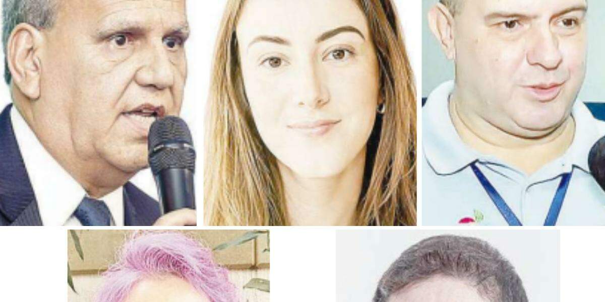 Acima: Rodolfo Amaral (esq.), Maria Luiza Limeres (centrO) e Ademir Machado (dir.); abaixo: Vera Rita Ferreira (esq.) e Rodrigo Martins (dir.)