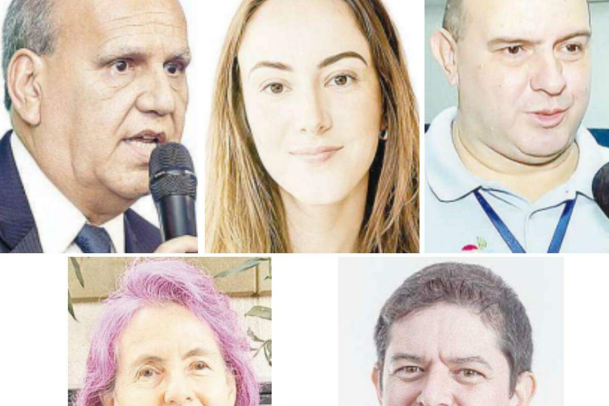Acima: Rodolfo Amaral (esq.), Maria Luiza Limeres (centrO) e Ademir Machado (dir.); abaixo: Vera Rita Ferreira (esq.) e Rodrigo Martins (dir.)
