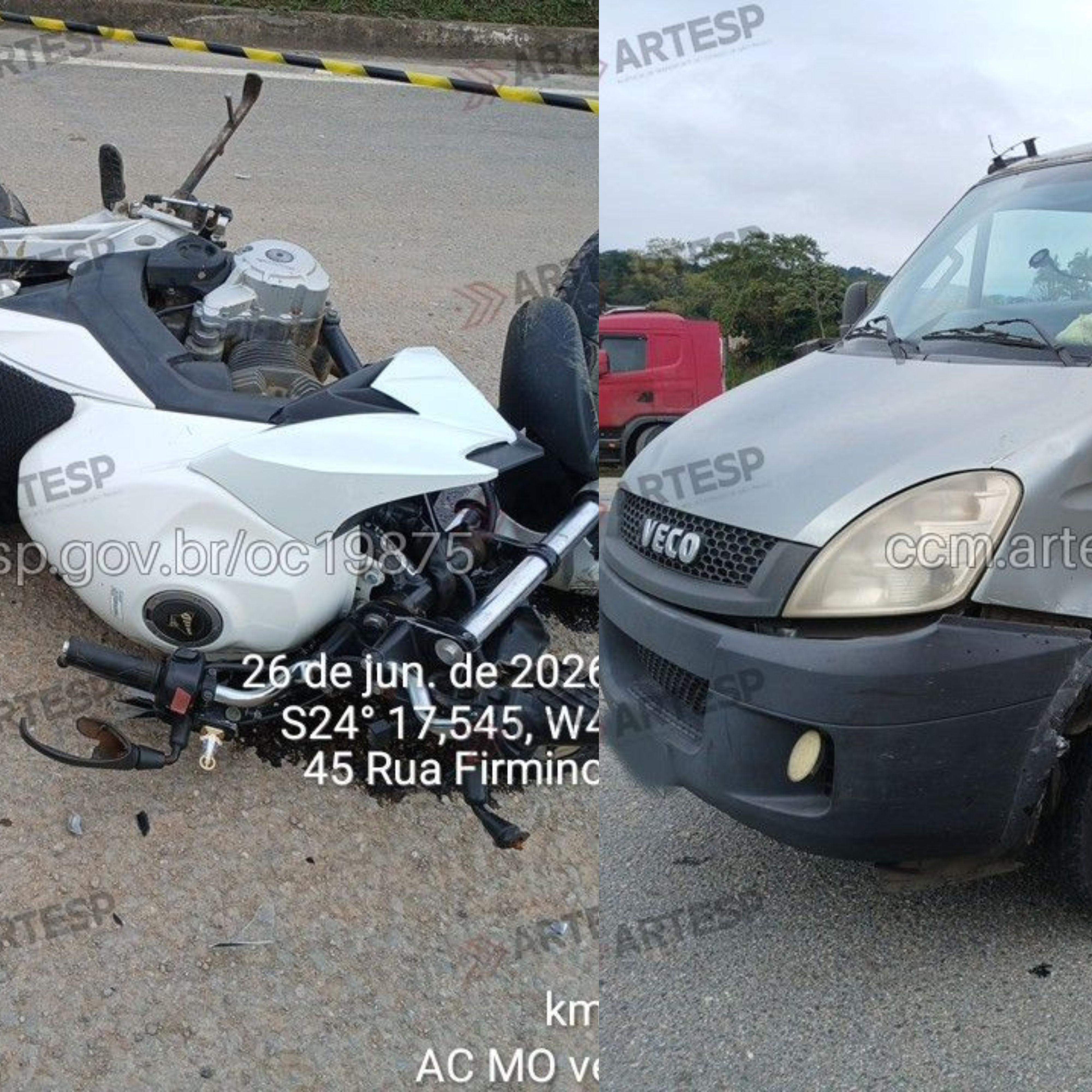 Ao cruzar a rodovia sem a devida atenção, o veículo bateu em diagonal na motocicleta