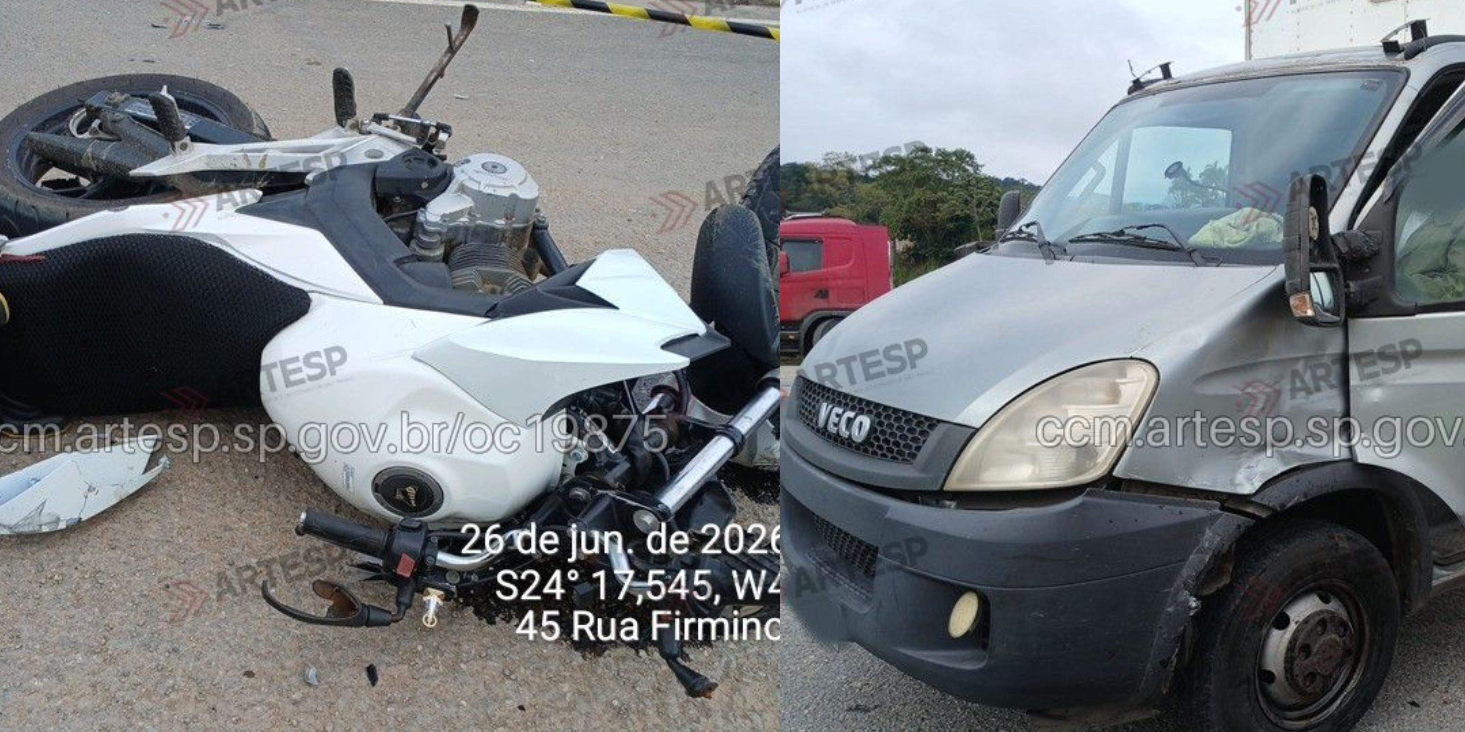 Ao cruzar a rodovia sem a devida atenção, o veículo bateu em diagonal na motocicleta