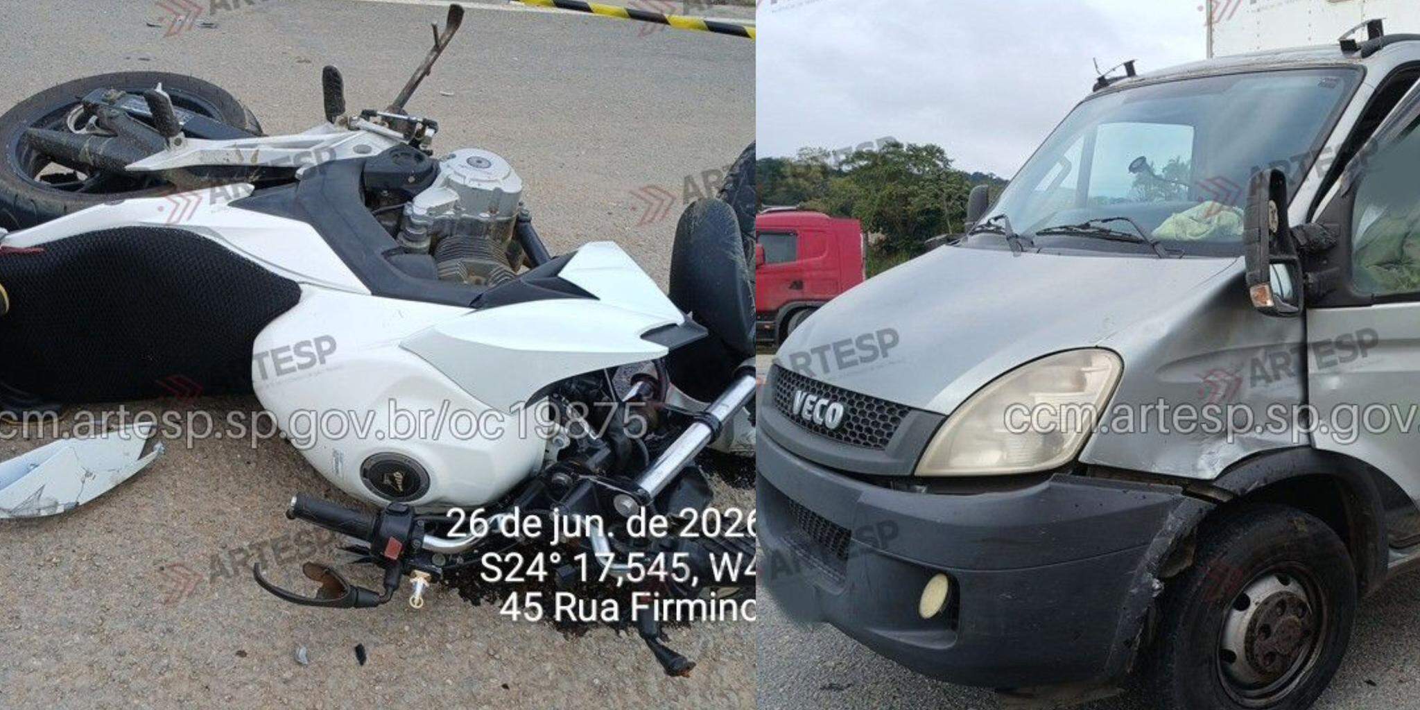 Ao cruzar a rodovia sem a devida atenção, o veículo bateu em diagonal na motocicleta