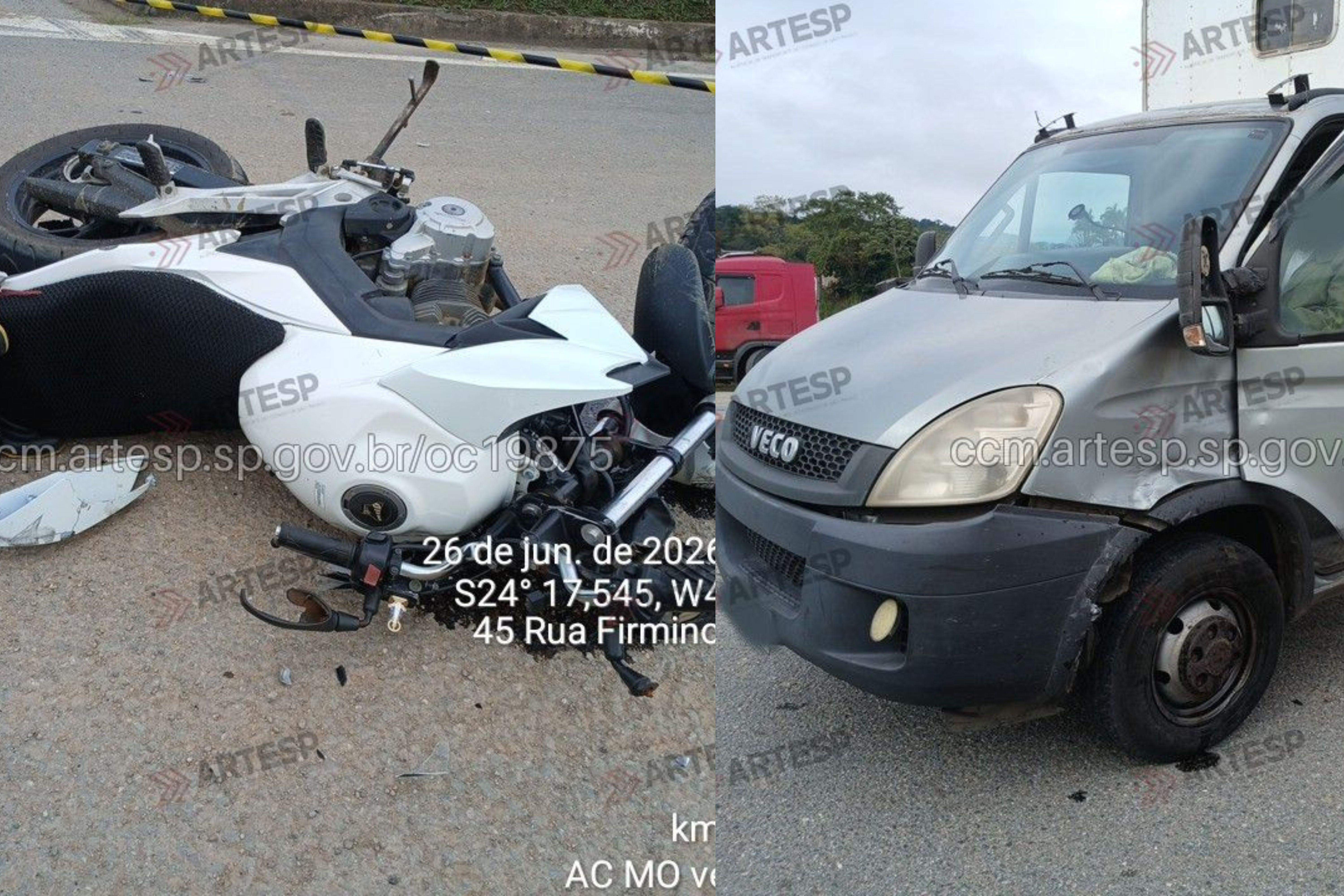 Ao cruzar a rodovia sem a devida atenção, o veículo bateu em diagonal na motocicleta