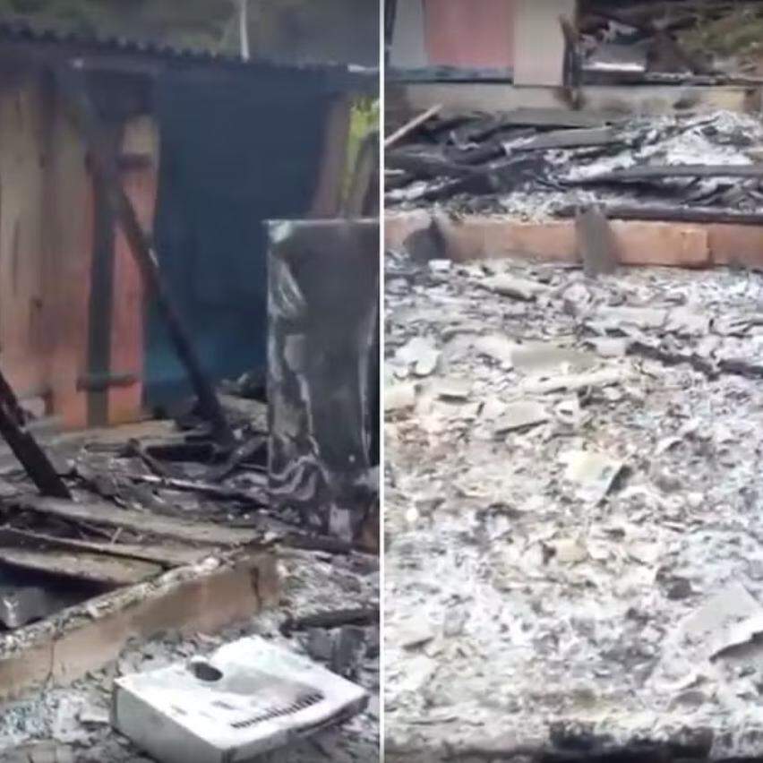 A casa foi alvo de incêndio criminoso