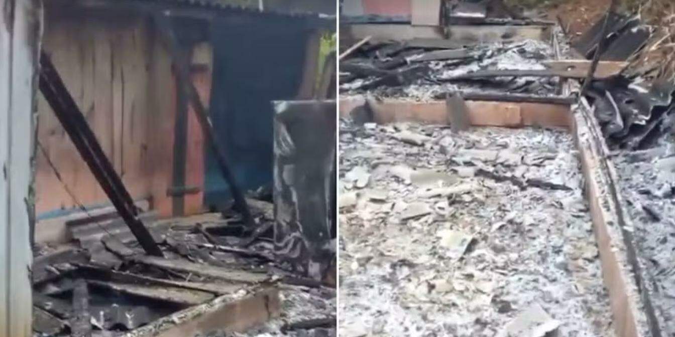 A casa foi alvo de incêndio criminoso