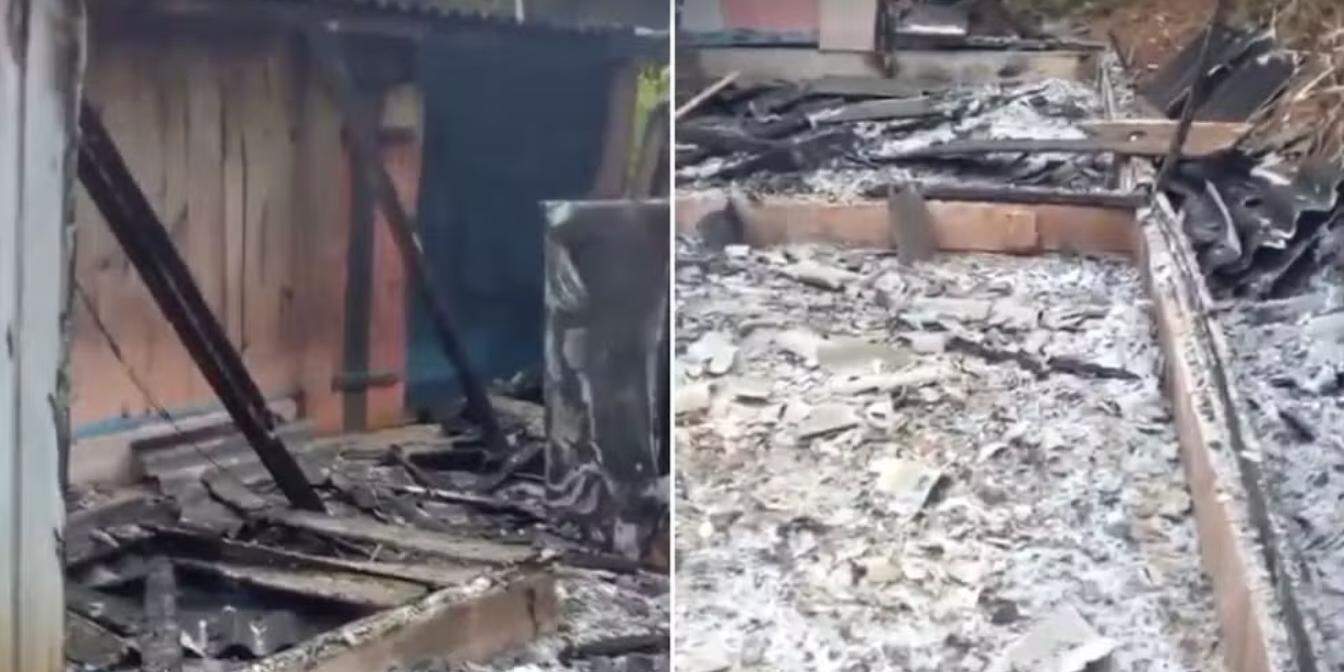 A casa foi alvo de incêndio criminoso