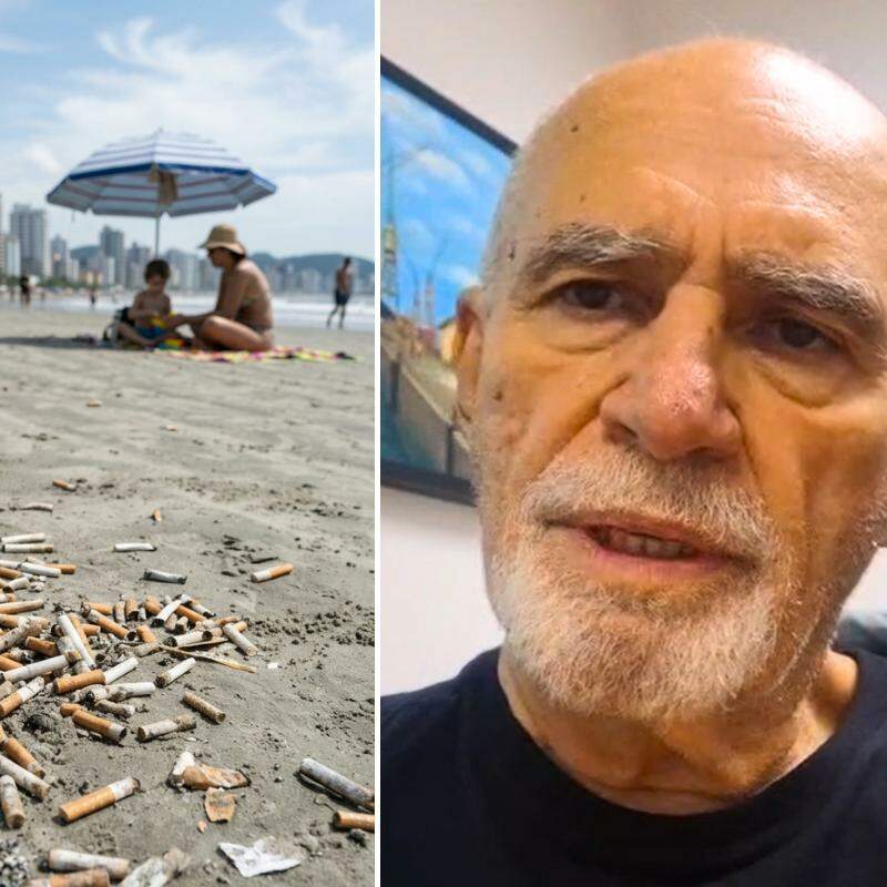 Vereador Benedito Furtado sobre proibir cigarros na praia de Santos: "Bitucas de cigarro queimam os pés das pessoas, os animais marinhos ou as aves acabam comendo e muitas vezes até morrem"