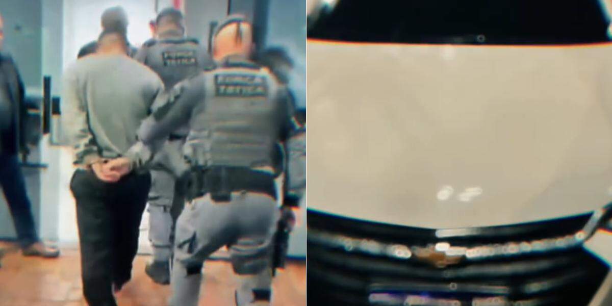 Dupla foi capturada pela PM em Praia Grande durante patrulhamento; carro tinha placas adulteradas