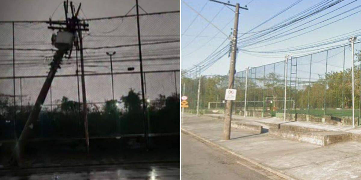 Poste fica em frente ao ginásio no Bolsão 7, em Cubatão
