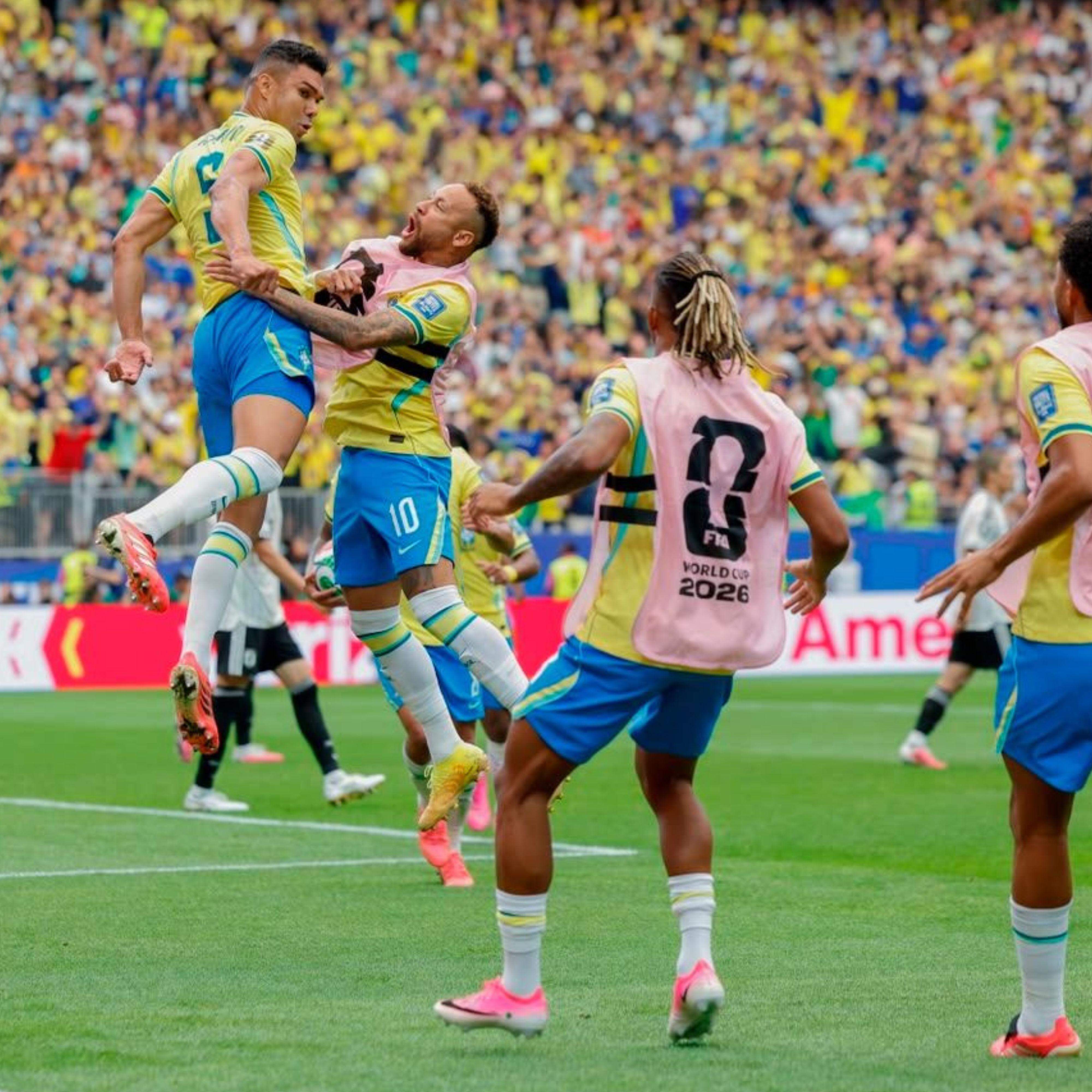 Casemiro comemora o gol de empate do Brasil