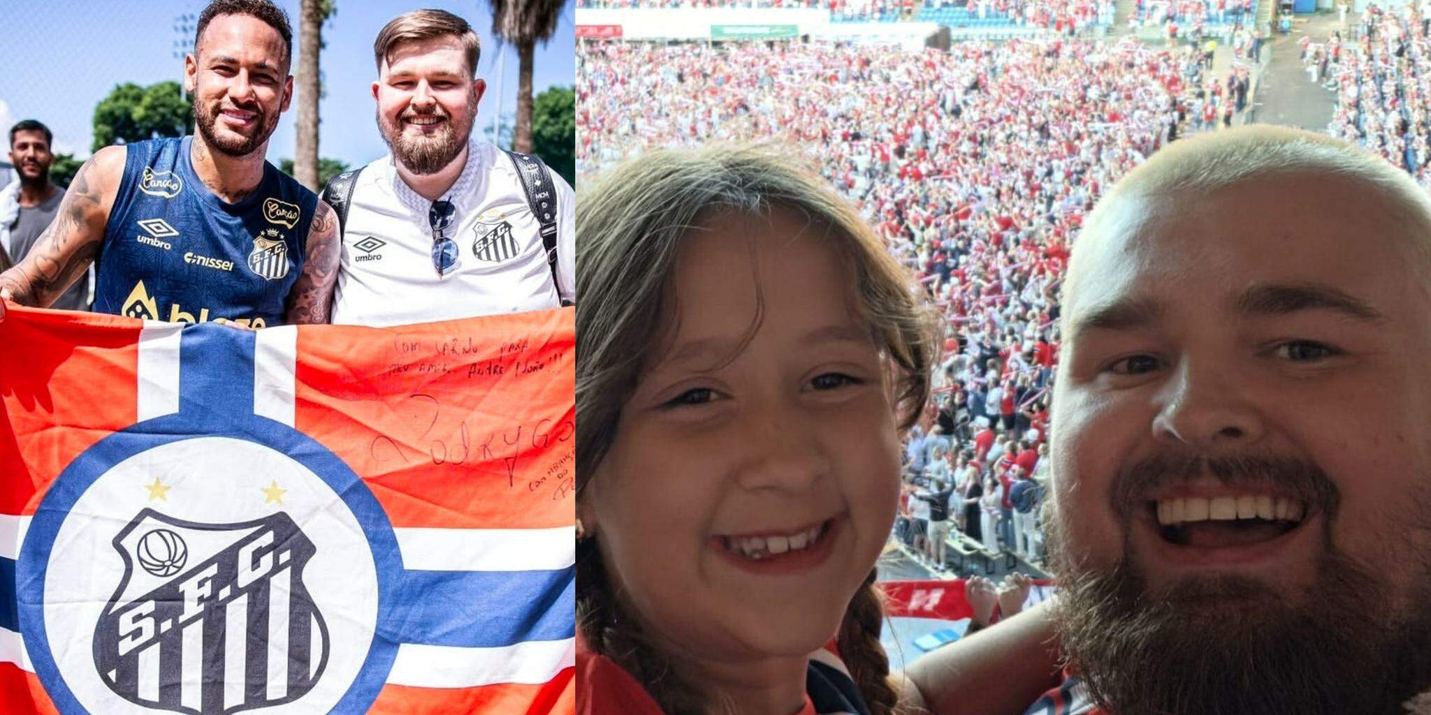 No ano passado, André conheceu Neymar no CT Rei Pelé em Santos; na última terça, comemorou em Oslo com uma das filhas a classificação norueguesa diante da Costa do Marfim