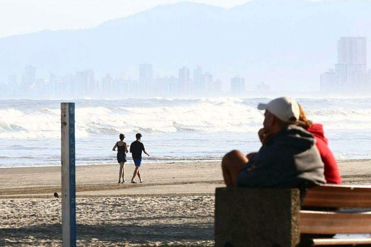 Sol marca presença na Baixada Santista no fim de semana, mas tempo frio continua