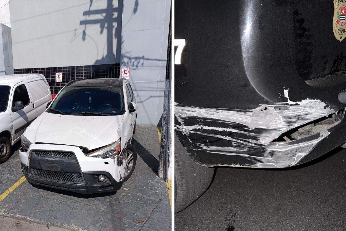 Motorista que foi preso colidiu e danificou a viatura da Polícia Civil