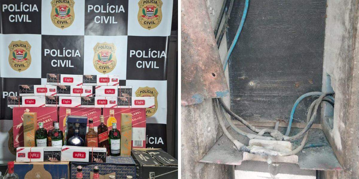 Bebidas e cigarros foram encontrados na adega que usava 'gato de energia' foram apreendidos e levados para a delegacia