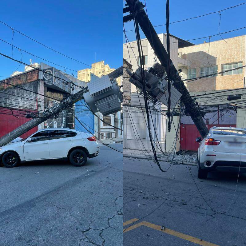 Carro bateu próximo ao fórum de Santos