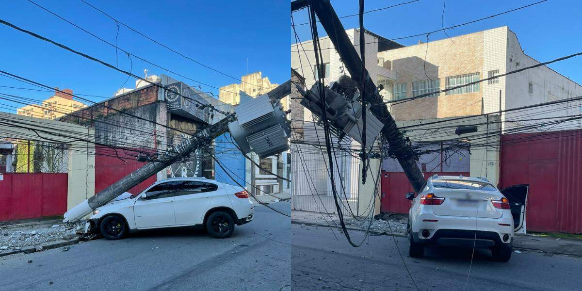 Carro bateu próximo ao fórum de Santos