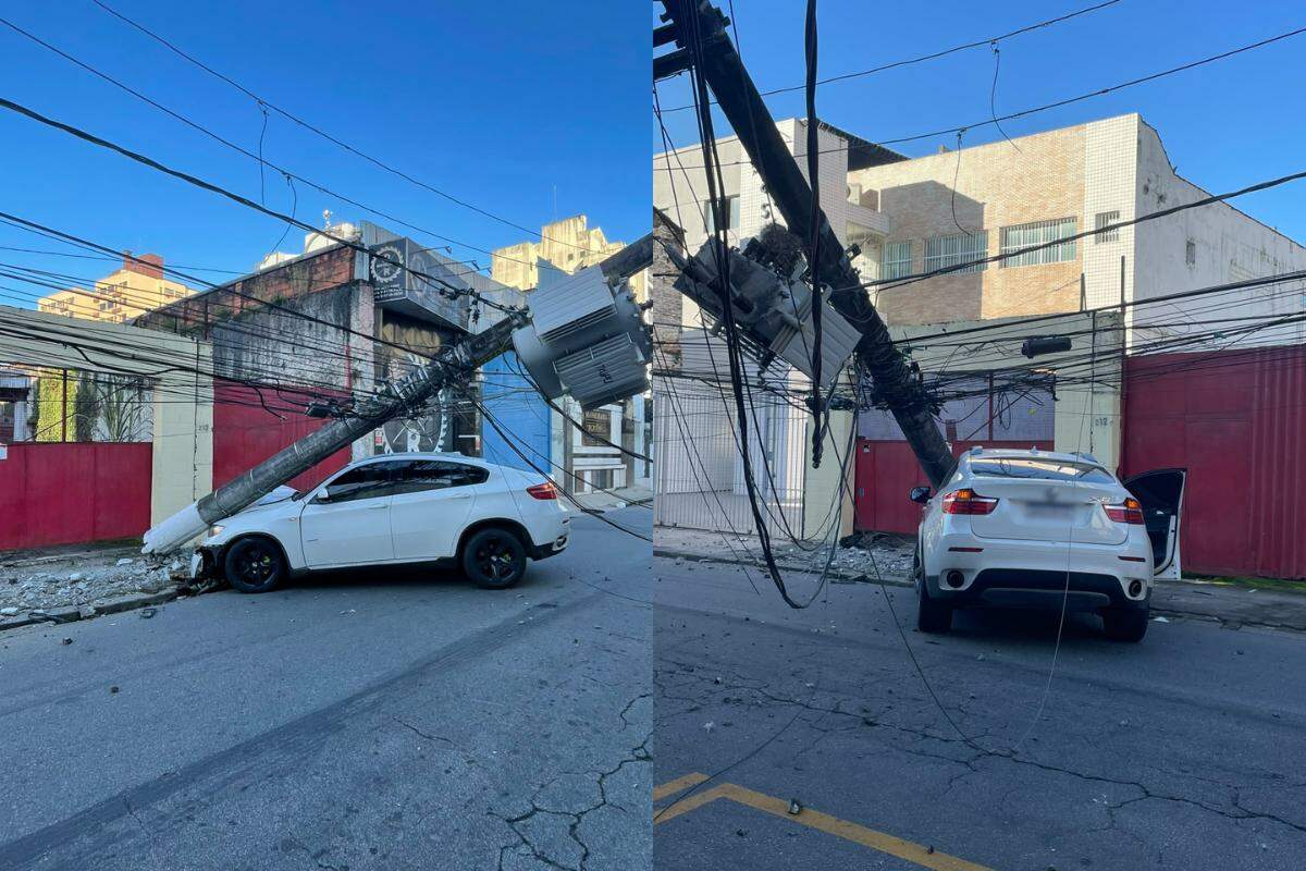 Carro bateu próximo ao fórum de Santos