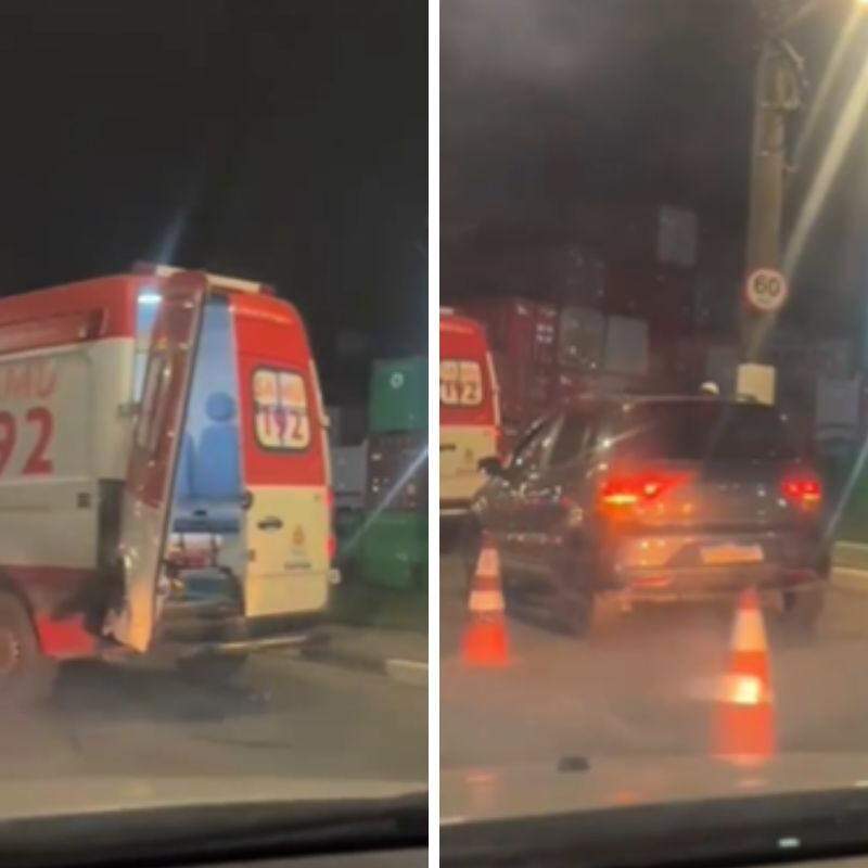 Viatura do Samu que atendia uma ciclista  foi atingida por outro carro