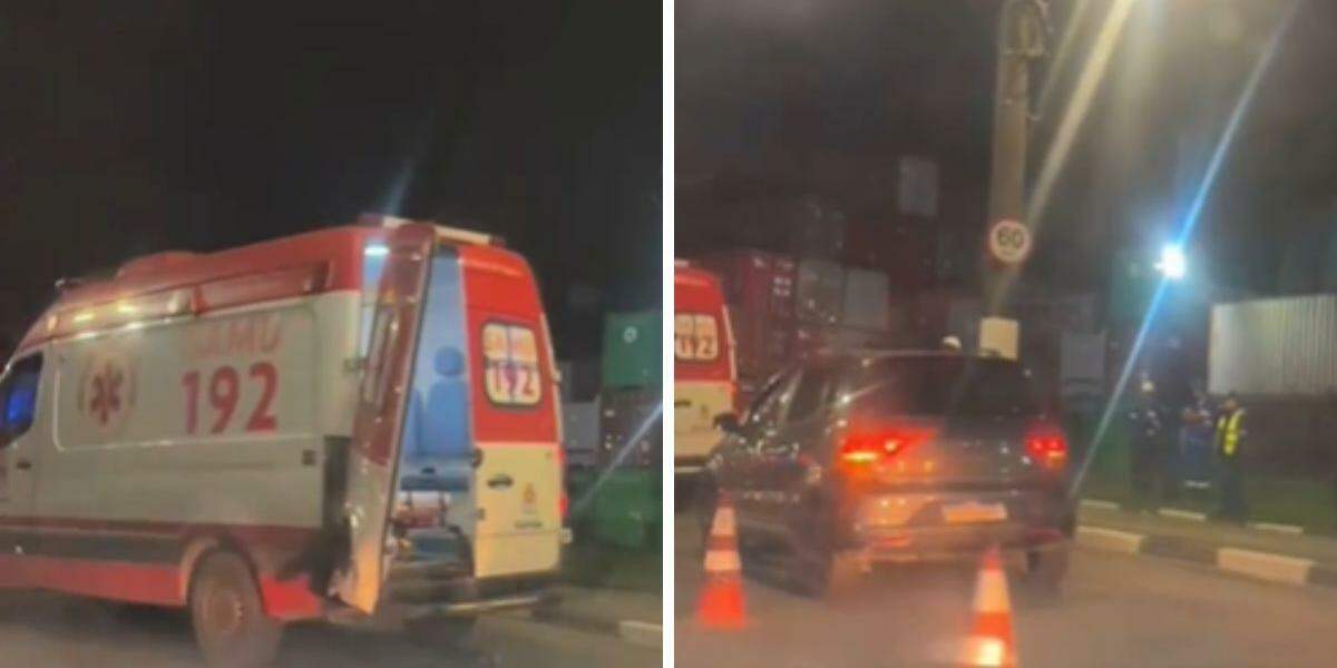 Viatura do Samu que atendia uma ciclista  foi atingida por outro carro