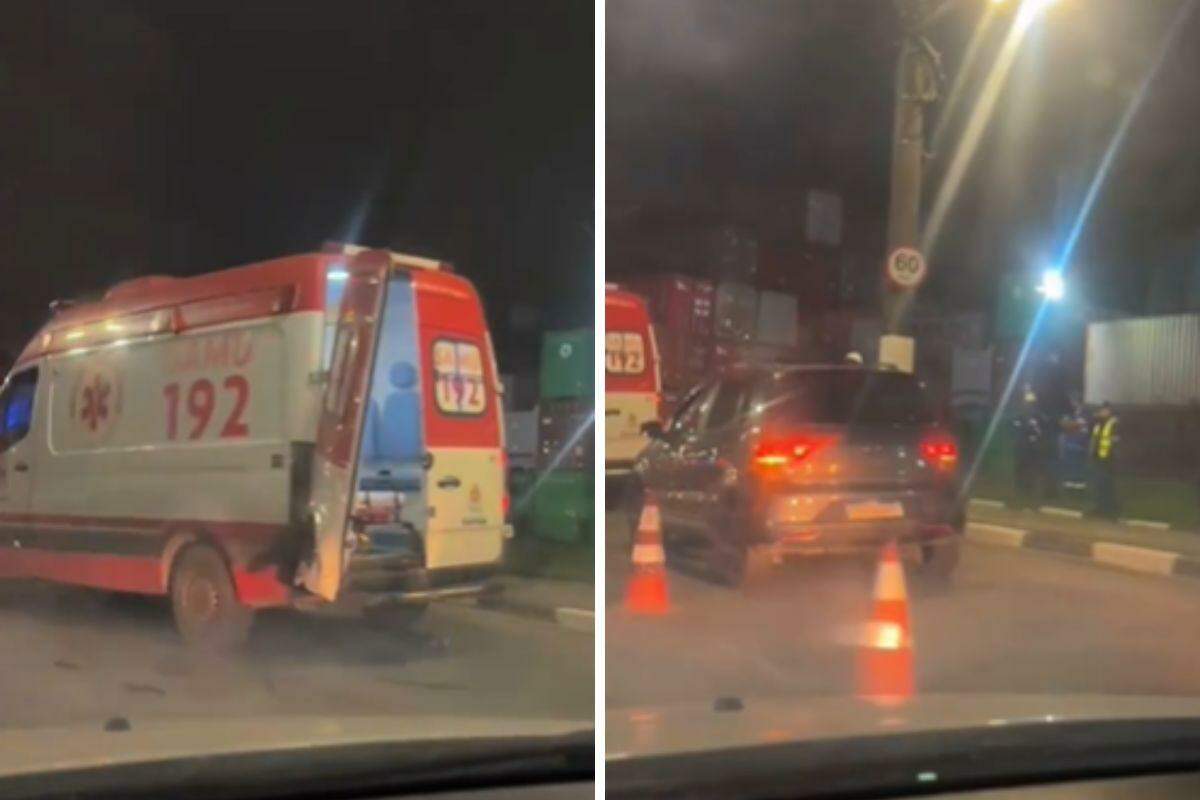 Viatura do Samu que atendia uma ciclista  foi atingida por outro carro