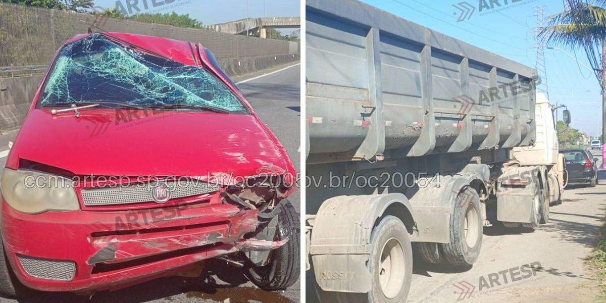 Fiat Palio capotou após acessar a rodovia e ser atingido por carreta da marca Mercedes Benz