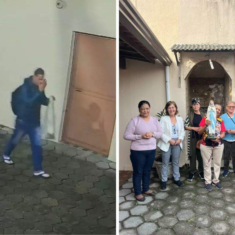 Imagem havia sido furtada por ladrão no dia 3 e foi recuperada no sábado. Recuperação foi motivo de alegria para os fiéis da capela