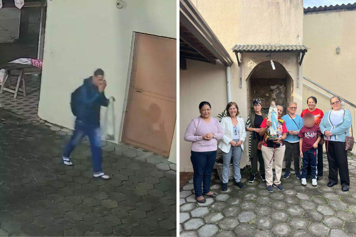 Imagem havia sido furtada por ladrão no dia 3 e foi recuperada no sábado. Recuperação foi motivo de alegria para os fiéis da capela