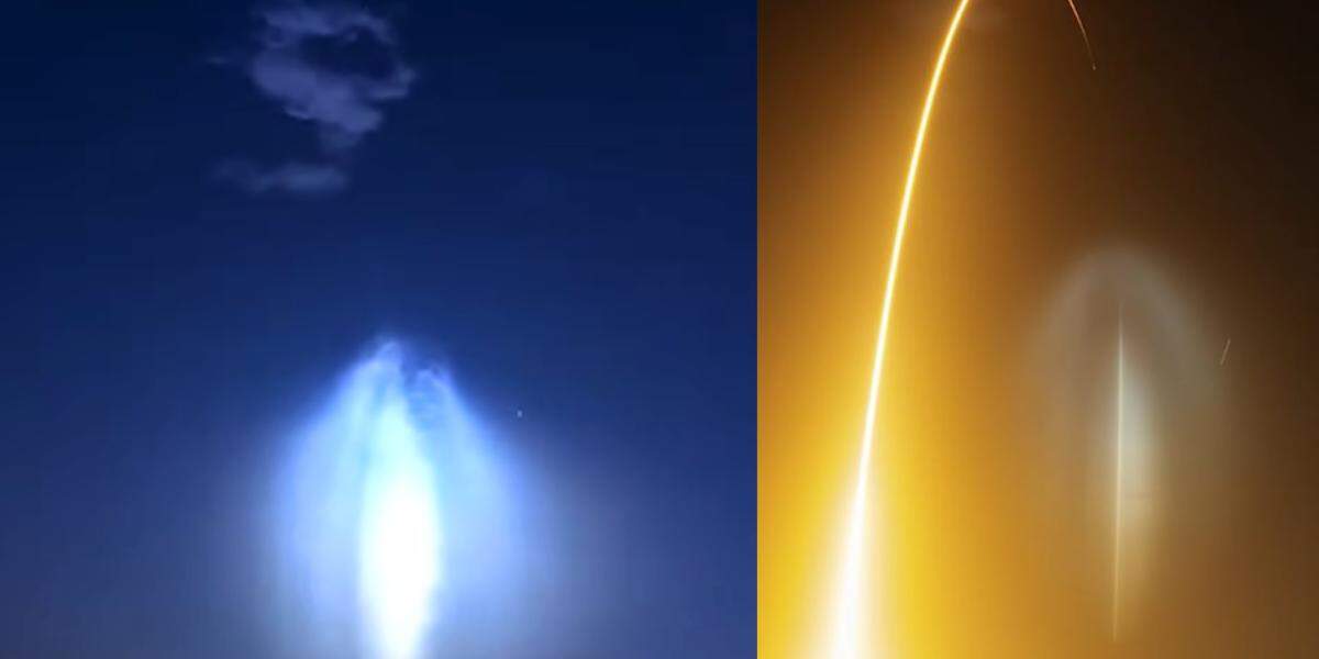 Fotógrafo explicou que o efeito acontece quando os gases do escapamento do foguete são iluminados pelo Sol no espaço