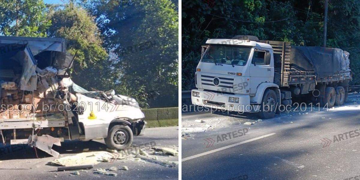 Passageiro do utilitário da Iveco morreu após veículo bater na traseira do caminhão da Volkswagen