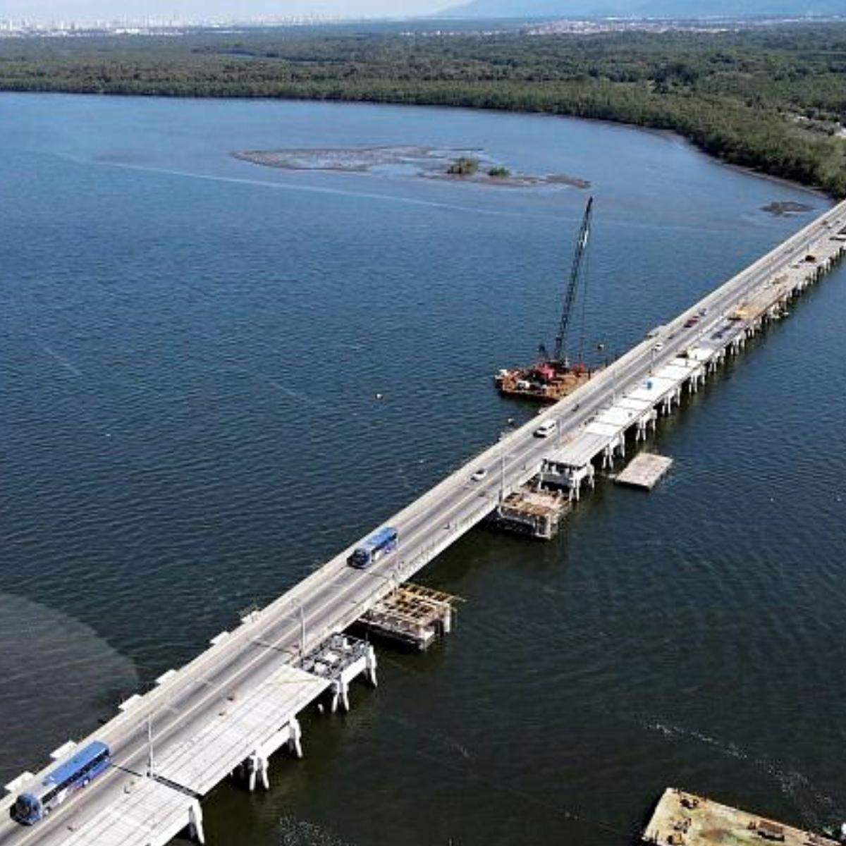 Intervenções na Ponte dos Barreiros para o VLT visam ampliar a segurança e construir duas novas pistas em São Vicente