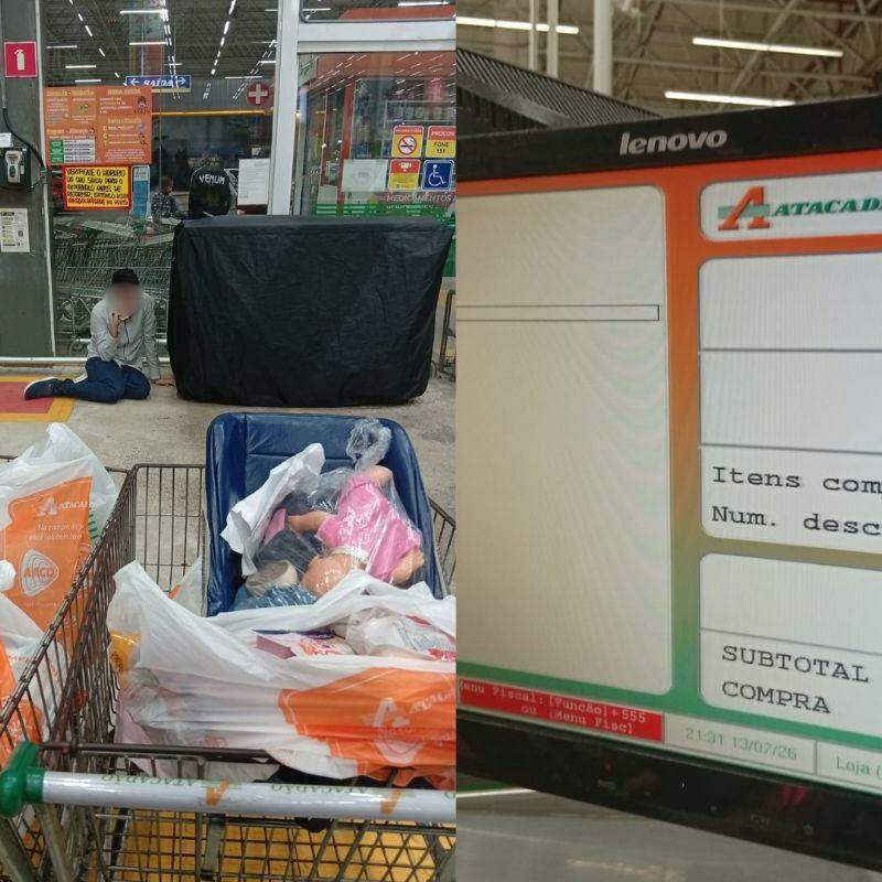 A primeira compra no Atacadão de Praia Grande feita pela dona de casa foi concluída normalmente; a segunda teve problema no Pix