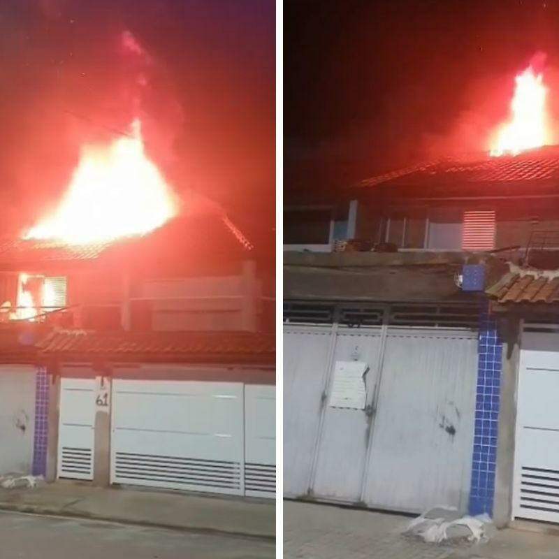 Incêndio destrói parte superior de sobrado em Bertioga; bombeiros evitaram propagação das chamas