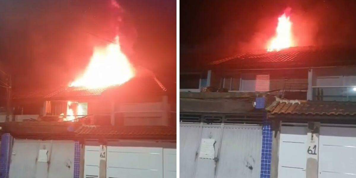 Incêndio destrói parte superior de sobrado em Bertioga; bombeiros evitaram propagação das chamas