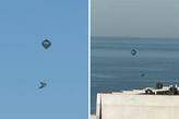 Balão foi visto sobrevoando o mar de Santos na manhã deste domingo (19); no sábado (18), outro artefato caiu no telhado de uma escola