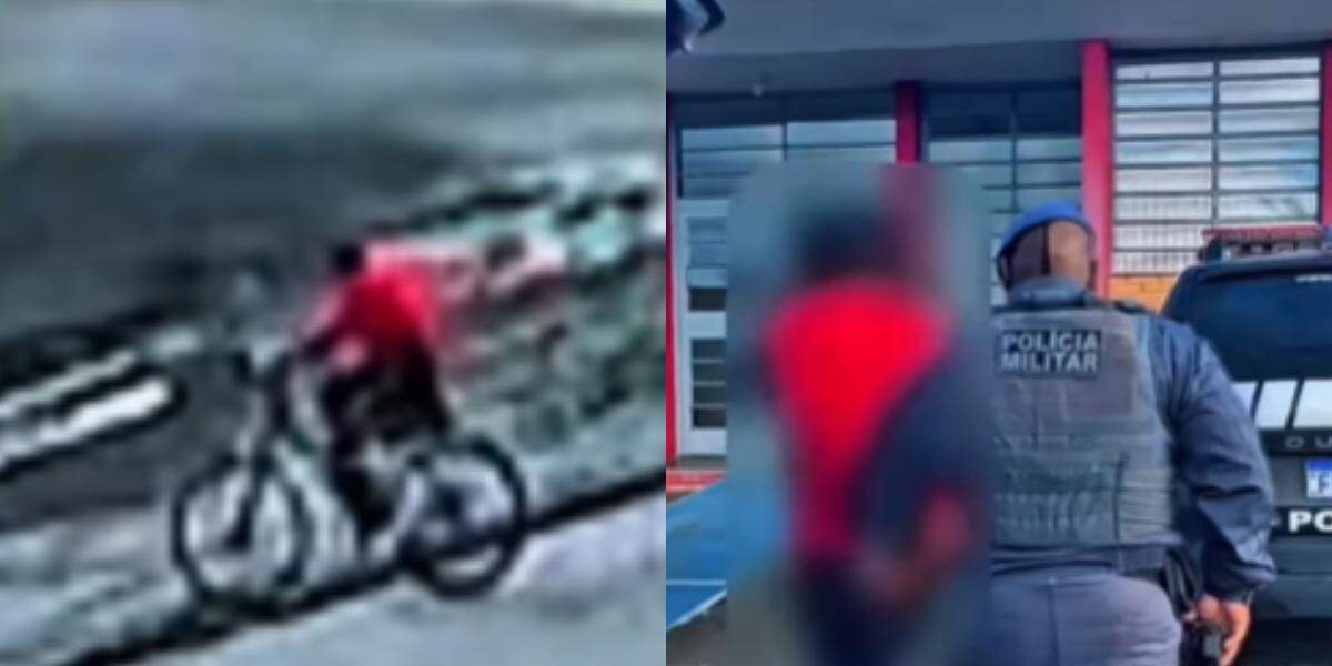 Ação foi flagrada por câmeras de segurança; ele foi preso e levado até a delegacia