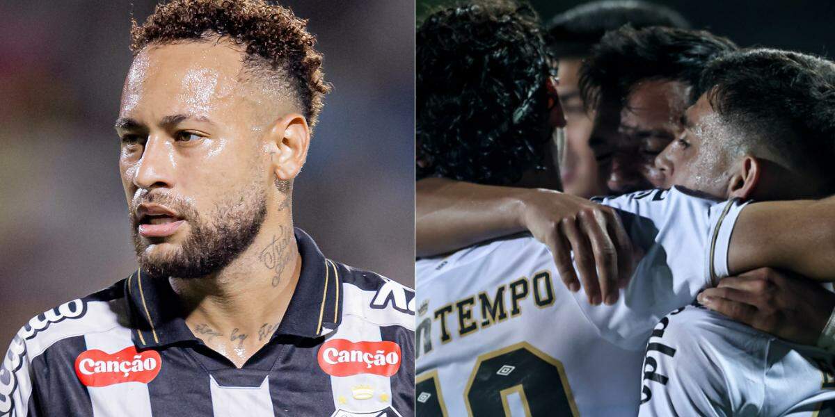 Neymar (à esq.), que não viajou para a Venezuela, e os demais jogadores do Santos que jogaram pela Copa Sul-Americana receberam folga após atraso no retorno ao Brasil