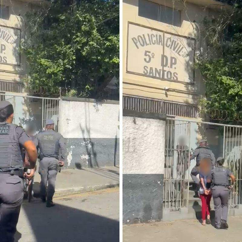 Casal foi levado algemado para o 5° DP de Santos