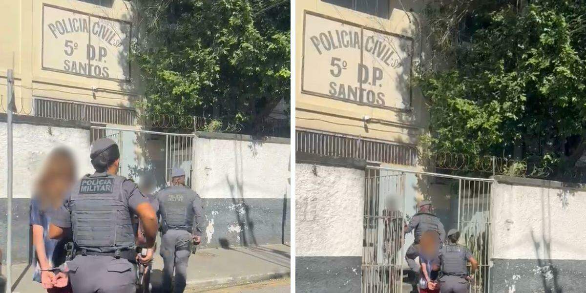 Casal foi levado algemado para o 5° DP de Santos