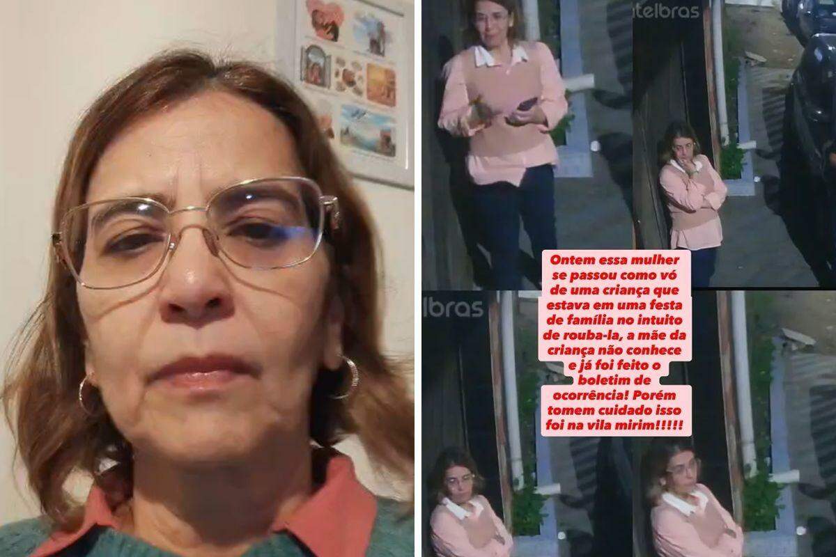 Claudia Regina Pereira Torres (nas imagens acima) disse que foi acusada falsamente de sequestra uma criança em Praia Grande