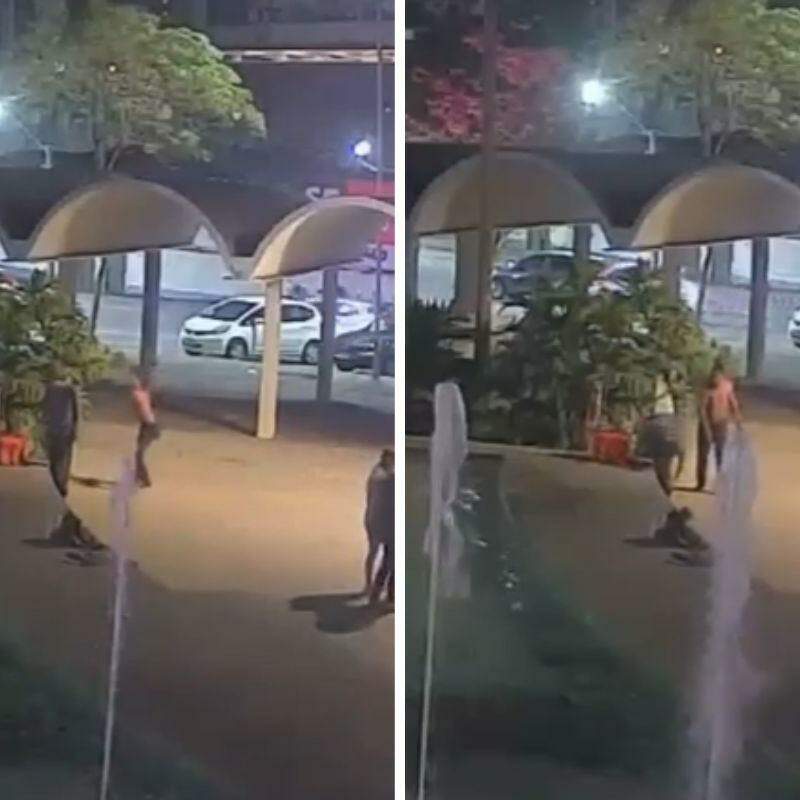 Câmera de monitoramento flagrou o momento em que a vítima foi atacada brutalmente pelas costas