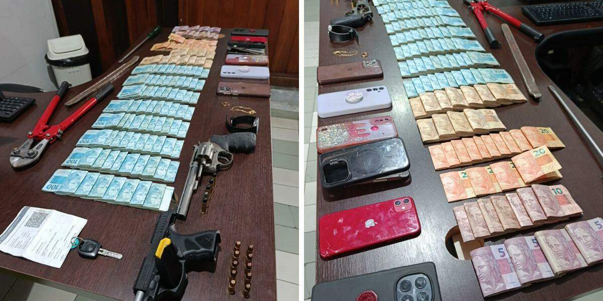 Armas, grande quantidade de dinheiro em espécie, joias e celulares foram apreendidas