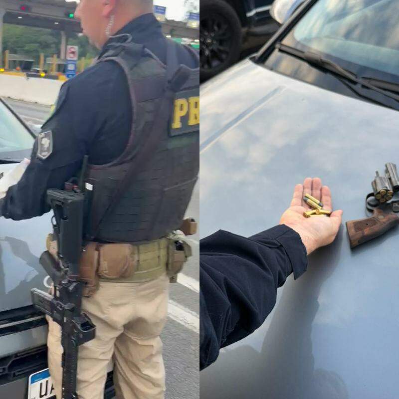 Polícia encontrou revólver e munições no veículo